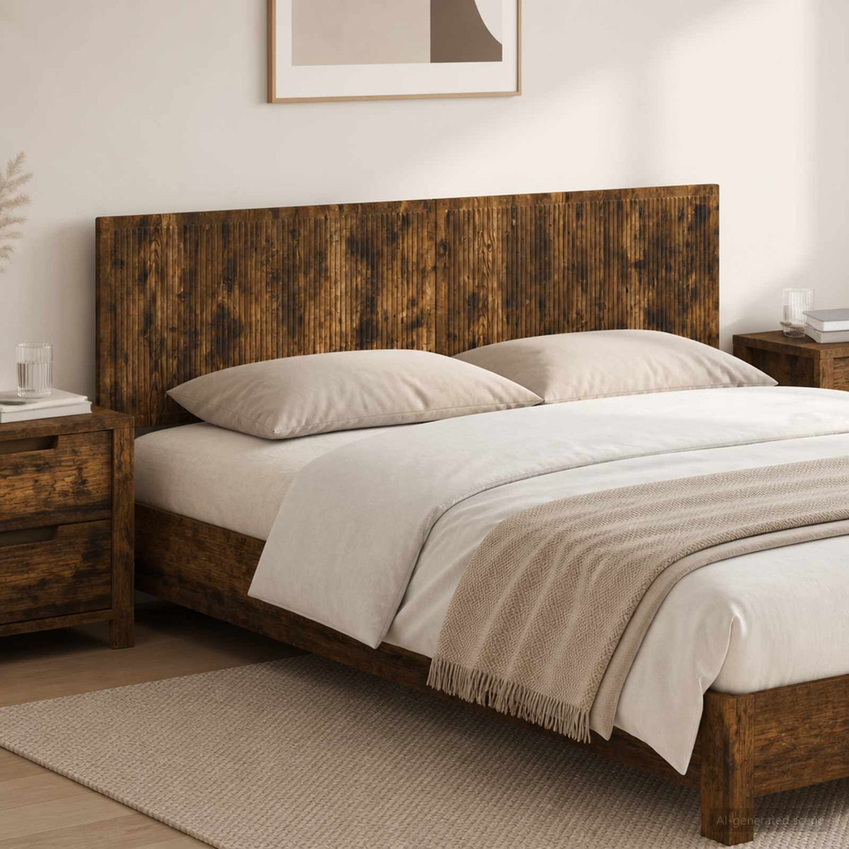 vidaXL Wall-Mounted Headboard EDE Smoked Oak Engineered Wood 1