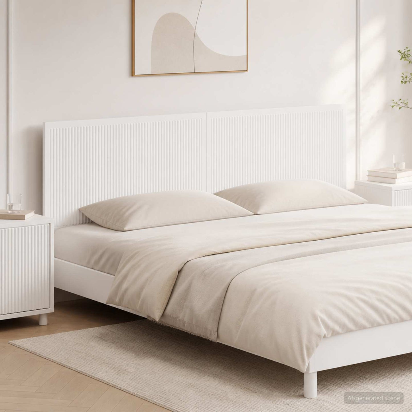 vidaXL Wall-Mounted Headboard EDE White Engineered Wood 1
