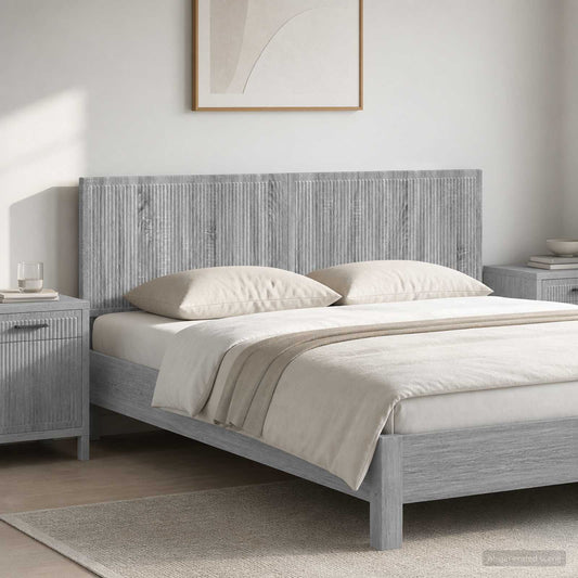vidaXL Wall-Mounted Headboard EDE Grey Sonoma Engineered Wood shown in a bedroom setting