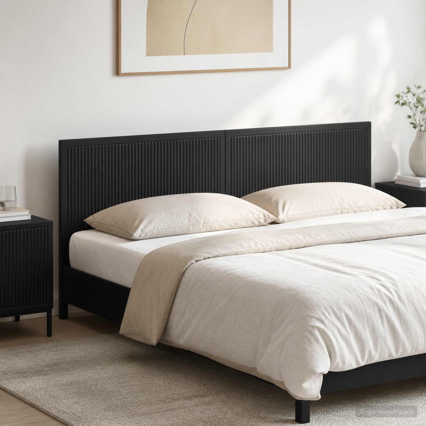 vidaXL Wall-Mounted Headboard EDE Black Engineered Wood 1