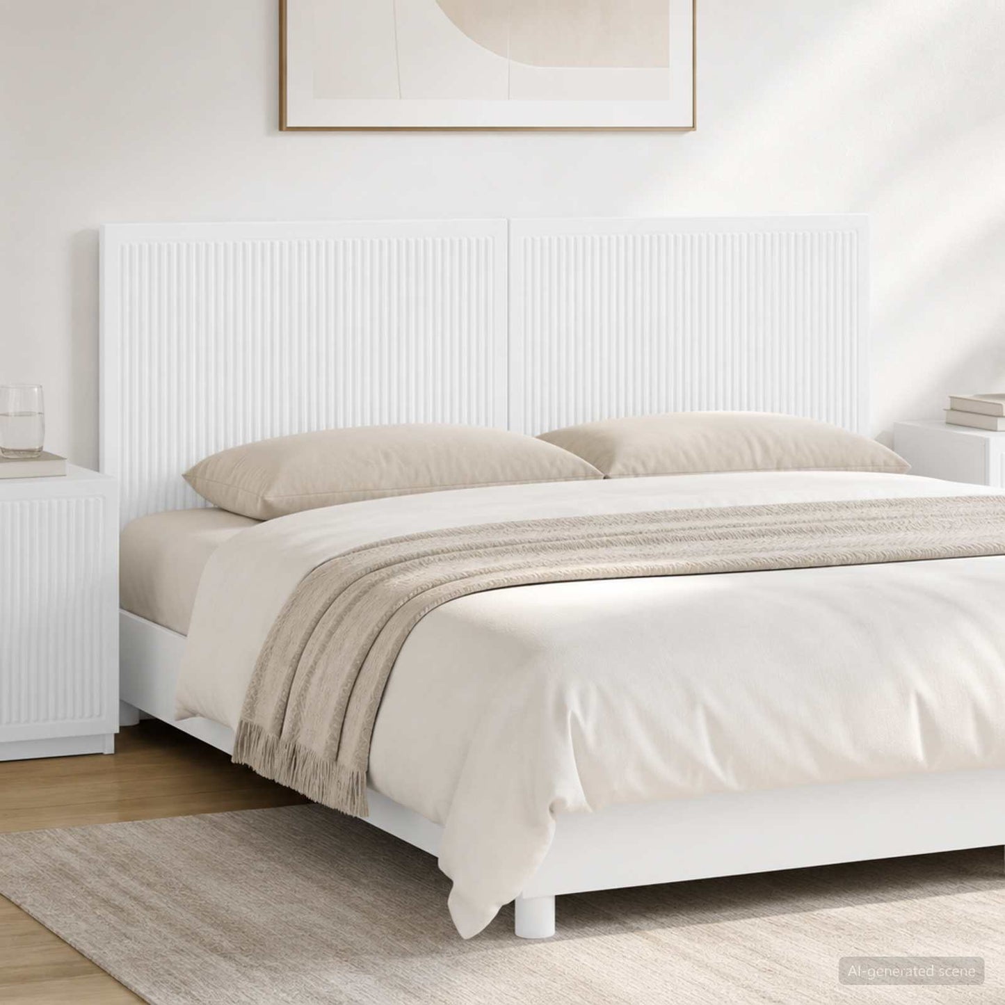 vidaXL Wall-Mounted Headboard EDE White Engineered Wood 1