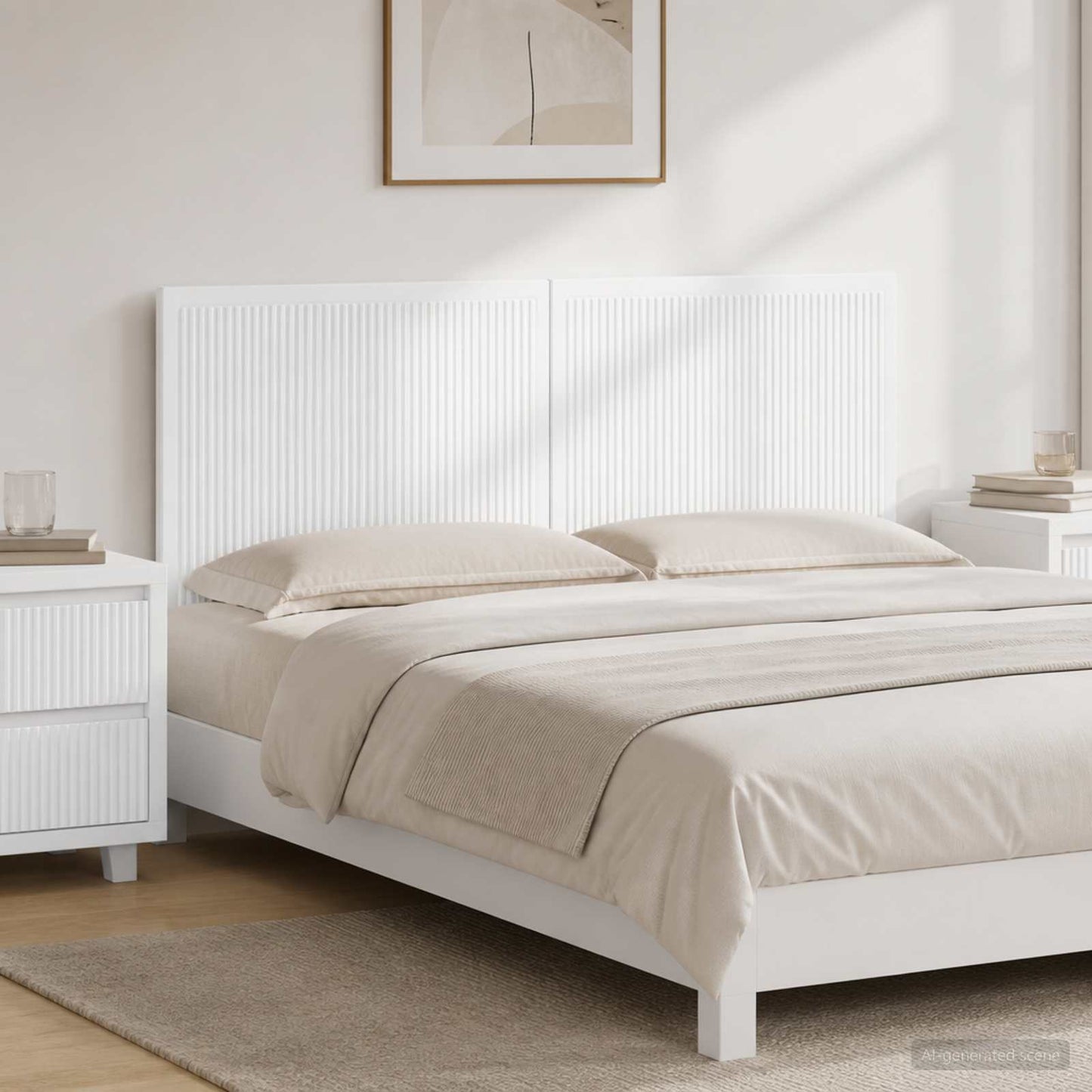vidaXL Wall-Mounted Headboard EDE High Gloss White Engineered Wood 1