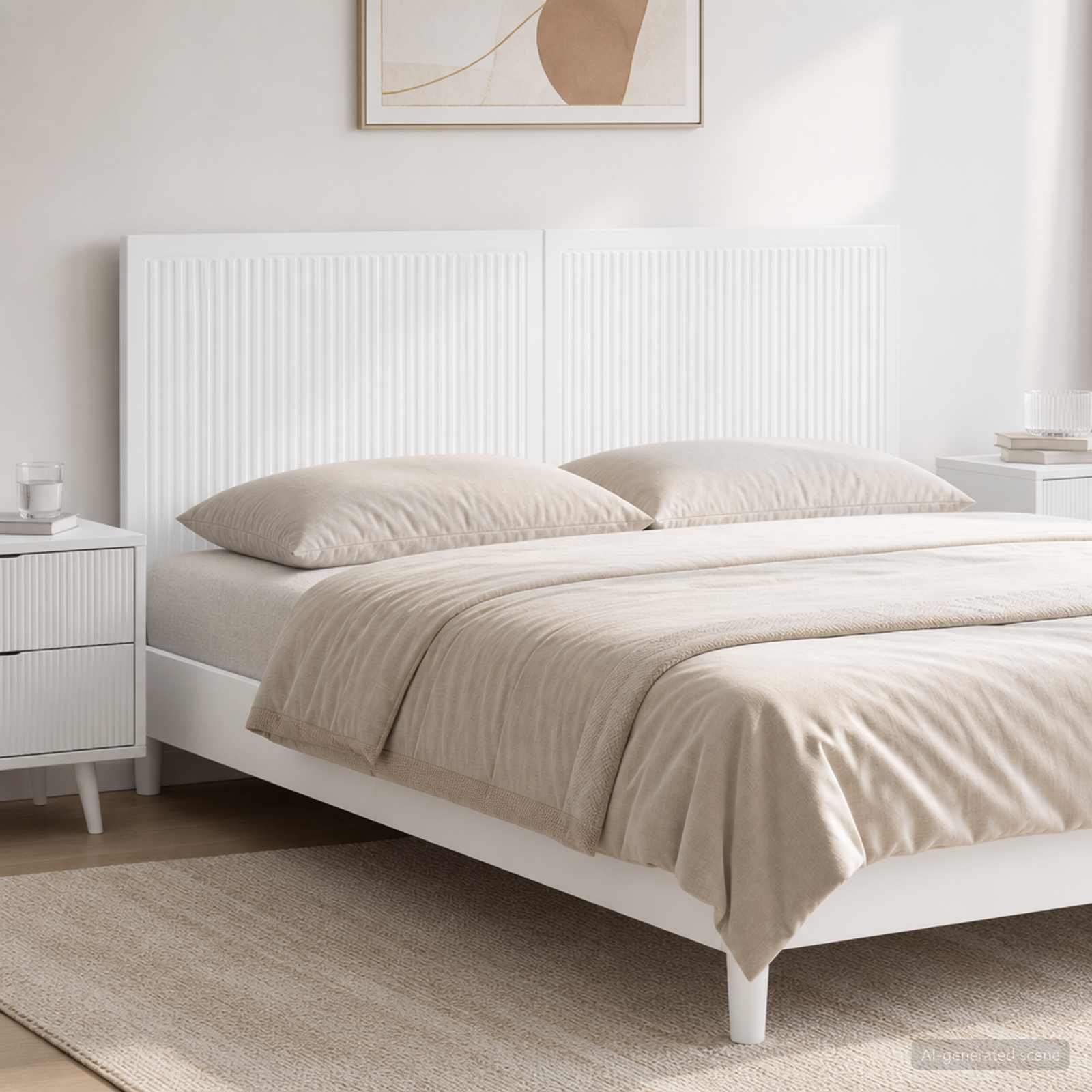 vidaXL Wall-Mounted Headboard EDE White Engineered Wood 1