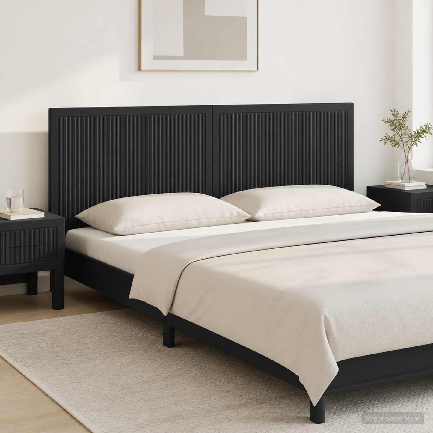 vidaXL Wall-Mounted Headboard EDE Black Engineered Wood 1