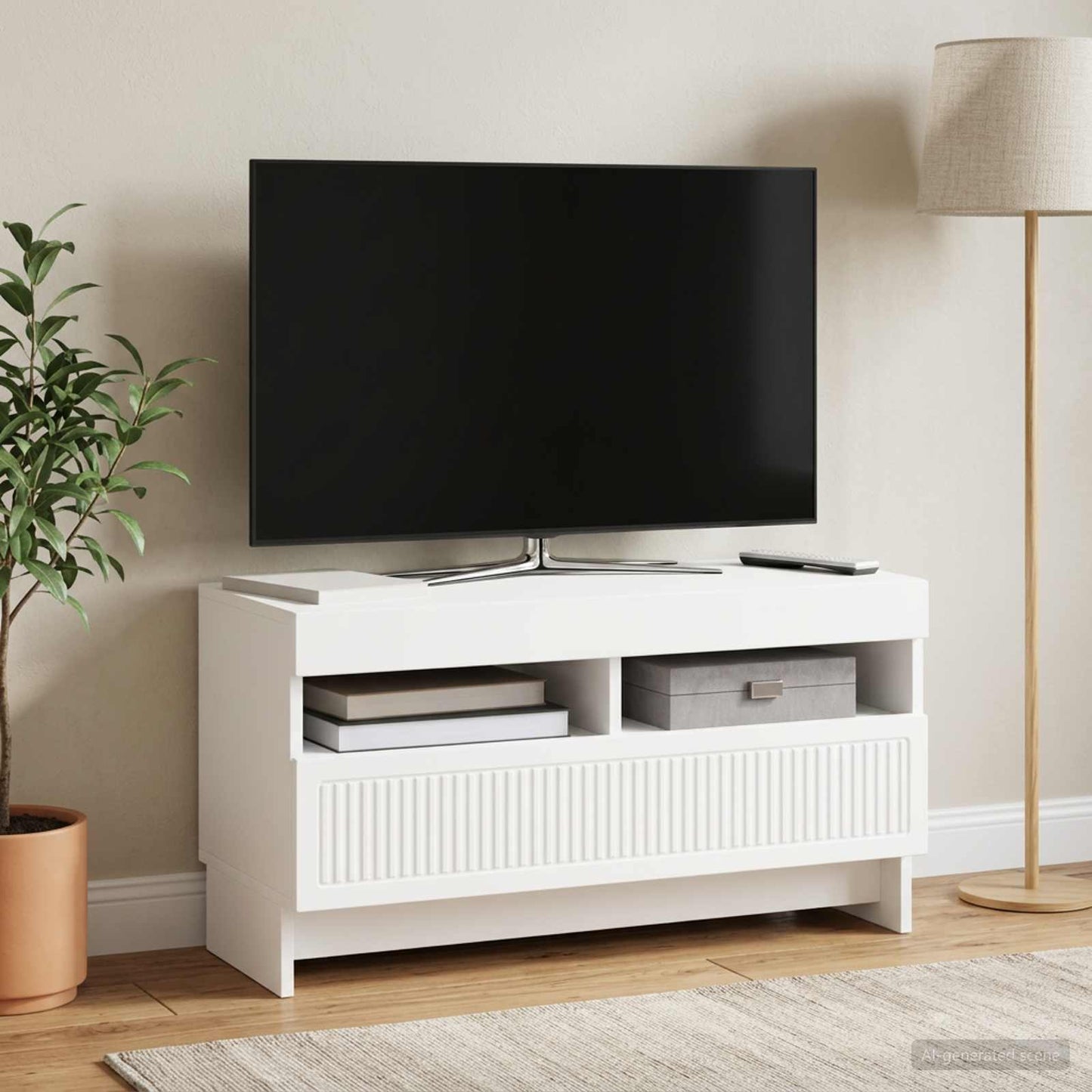 vidaXL LED TV Cabinet White Engineered Wood 4