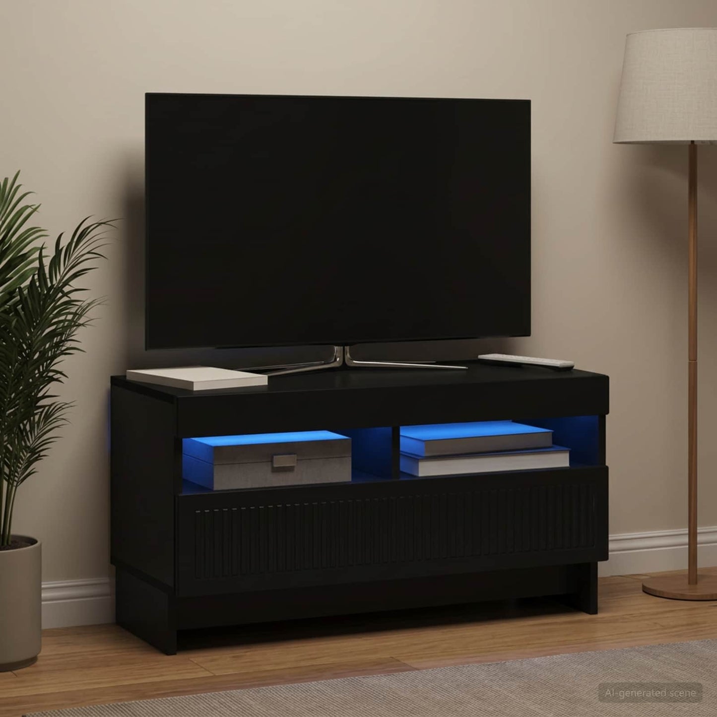 vidaXL LED TV Cabinet Black Engineered Wood 1