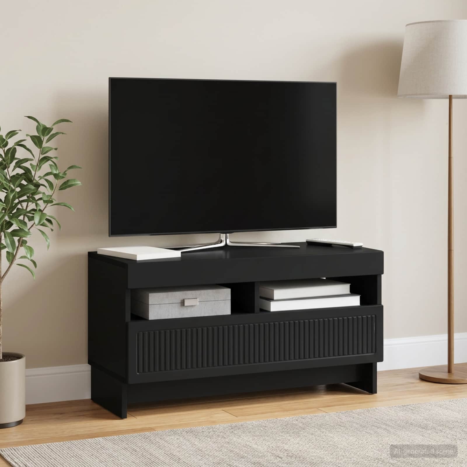 vidaXL LED TV Cabinet Black Engineered Wood 4