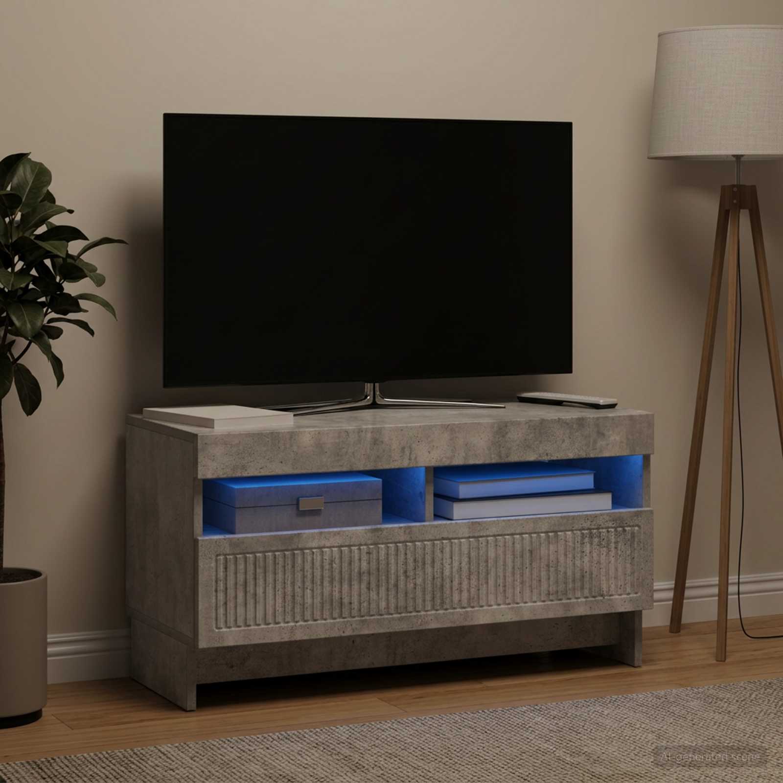 vidaXL LED TV Cabinet Concrete Grey Engineered Wood 4
