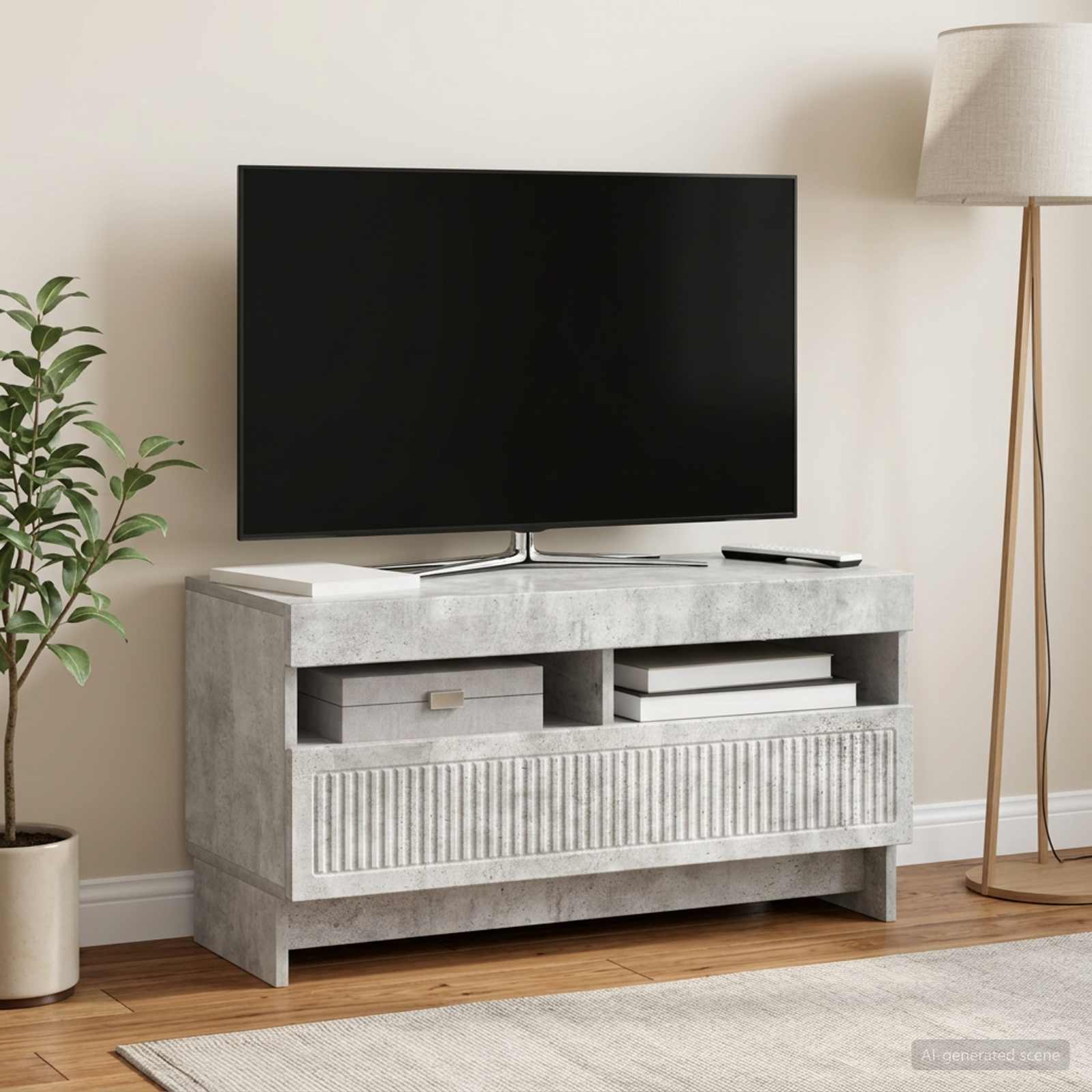 vidaXL LED TV Cabinet Concrete Grey Engineered Wood 1