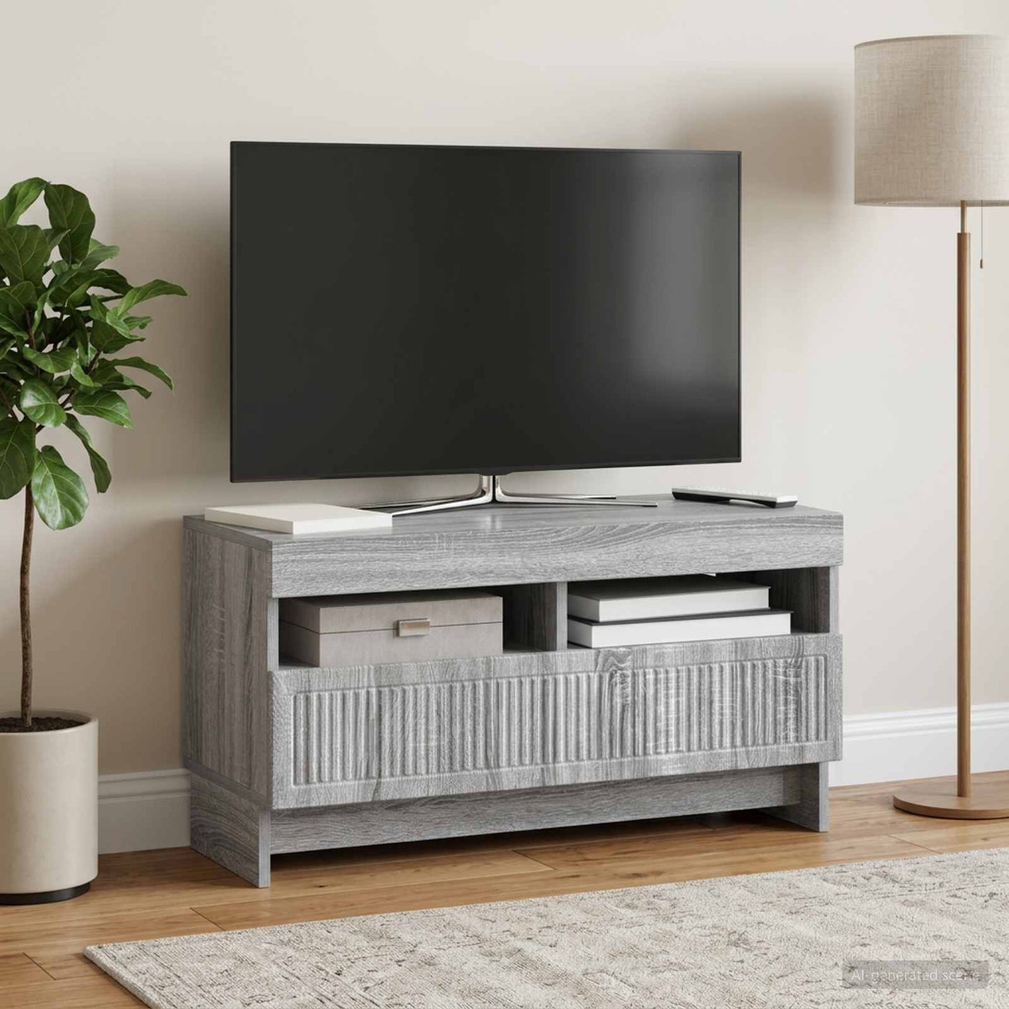 vidaXL LED TV Cabinet Grey Sonoma Engineered Wood 1