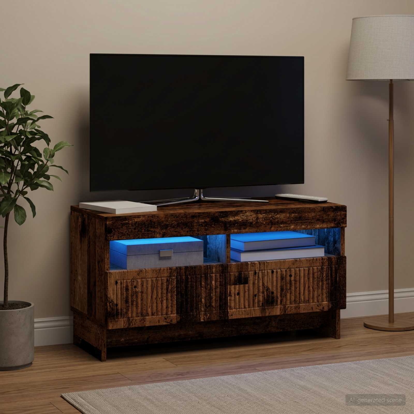 vidaXL LED TV Cabinet Old Wood Engineered Wood 1