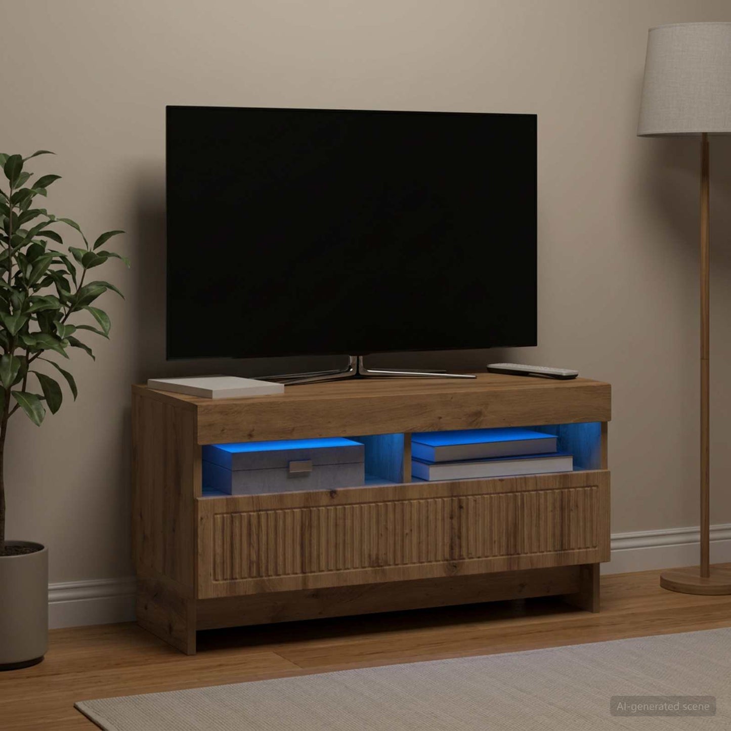 vidaXL LED TV Cabinet Artisan Oak Engineered Wood 4