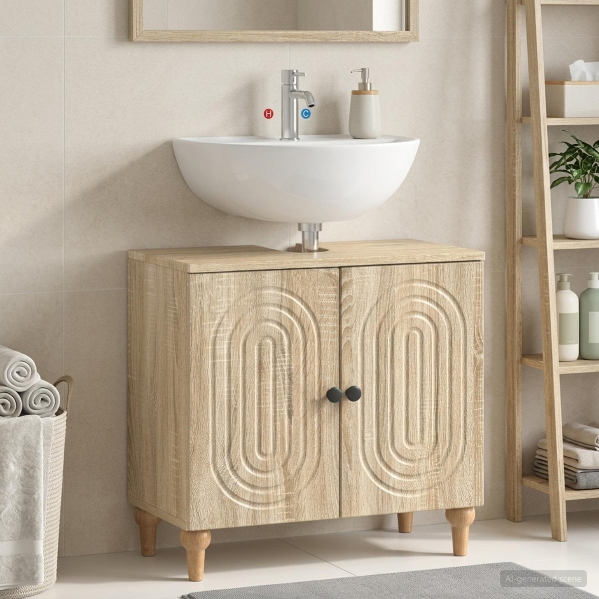 Bathroom Sink Cabinet ALKMAAR 59.5 x 31.5x 59 cm Sonoma oak