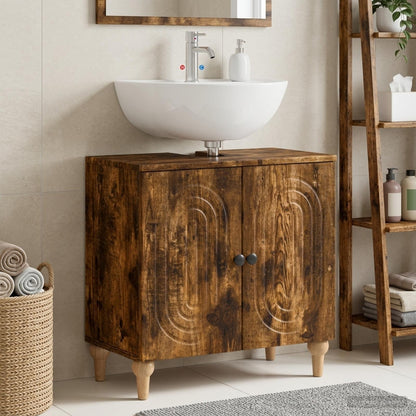 vidaXL Bathroom Sink Cabinet ALKMAAR Smoked Oak 59.5 x 31.5x 59 cm 1