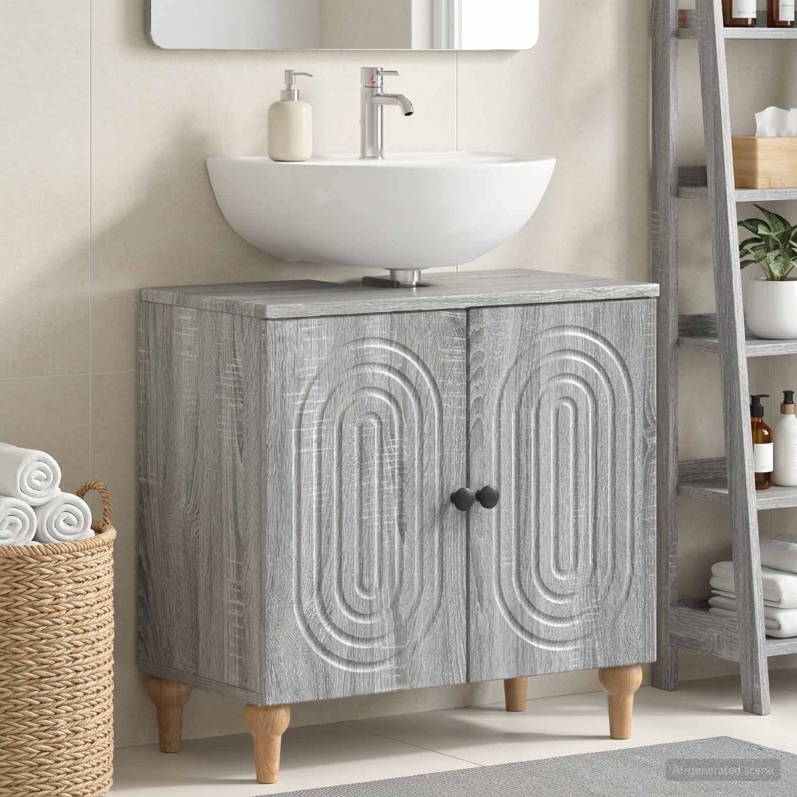 vidaXL Bathroom Sink Cabinet ALKMAAR Grey Sonoma 59.5 x 31.5x 59 cm 1