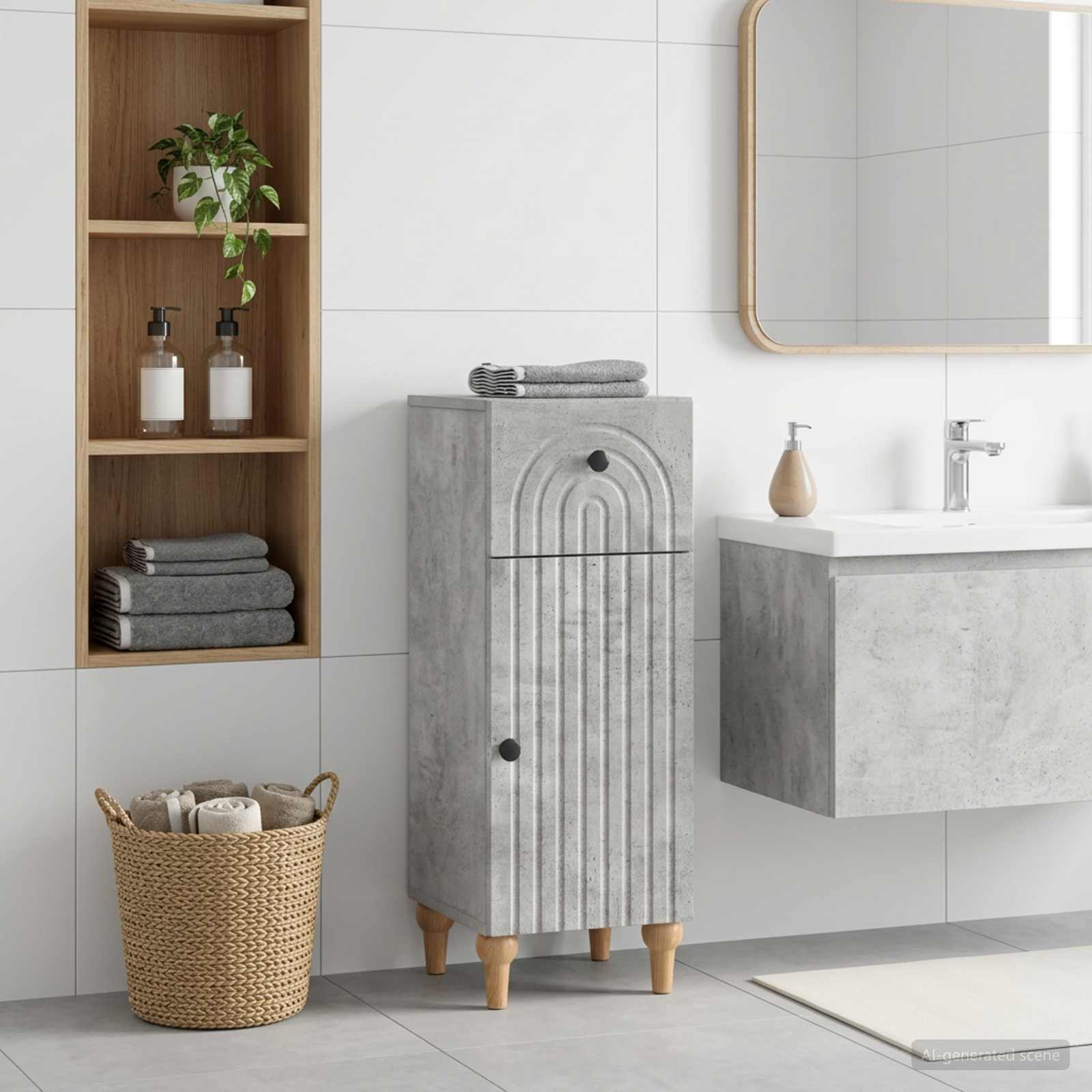 vidaXL Bathroom Storage Cainet ALKMAAR Concrete Grey 30 x 31 x 80 cm 1