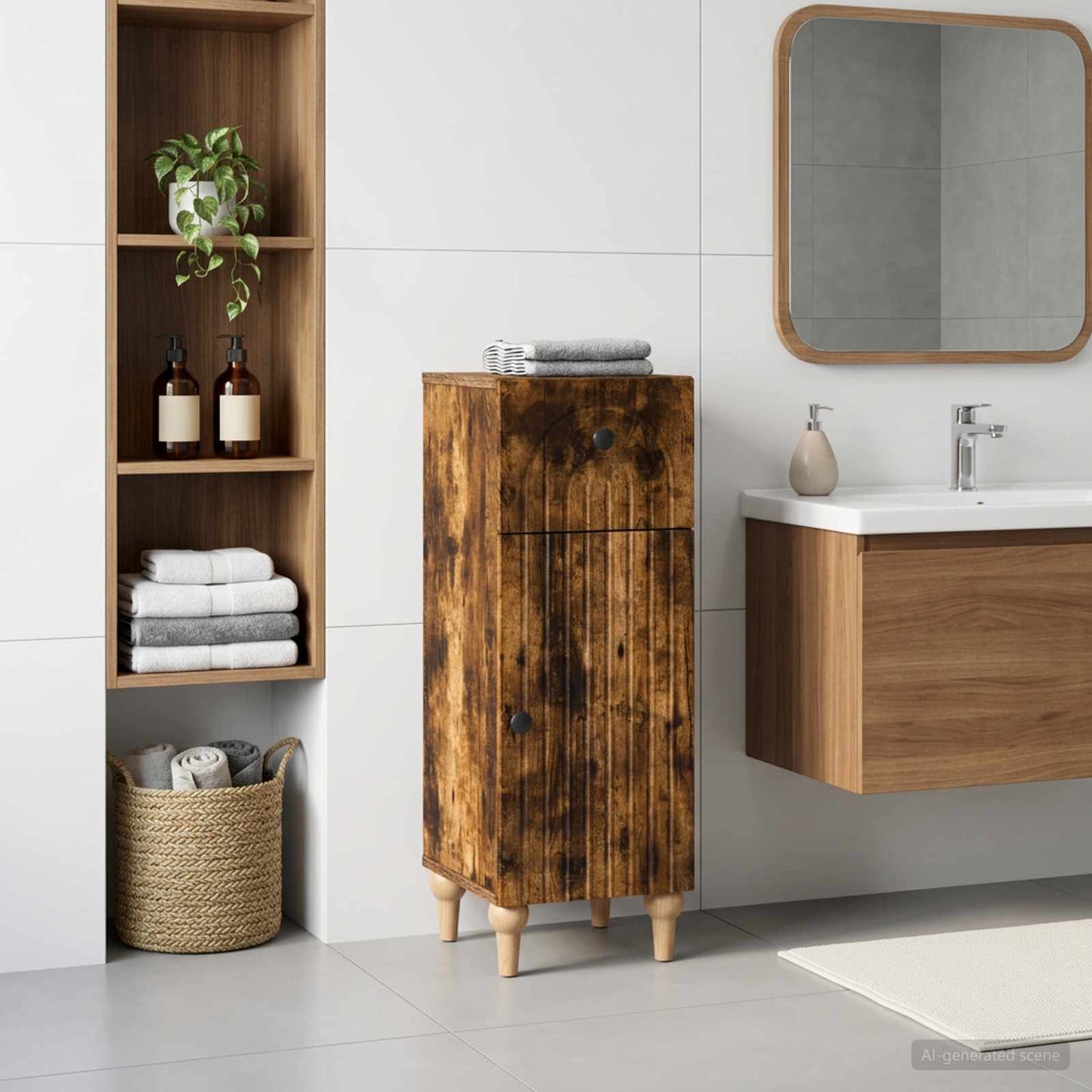 vidaXL Bathroom Storage Cainet ALKMAAR Smoked Oak 30 x 31 x 80 cm 1
