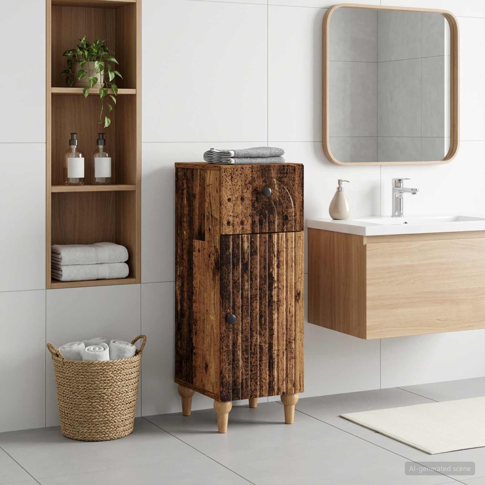 vidaXL Bathroom Storage Cainet ALKMAAR Old Wood 30 x 31 x 80 cm 1