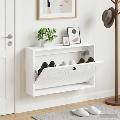 vidaXL Wall-Mounted Shoe Cabinet ALKMAAR 71 x 17 x 43 cm White 1