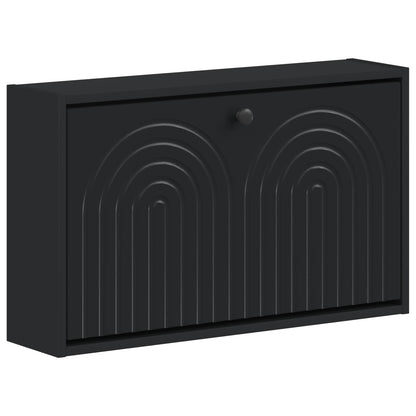 vidaXL Wall-Mounted Shoe Cabinet ALKMAAR 71 x 17 x 43 cm Black 2