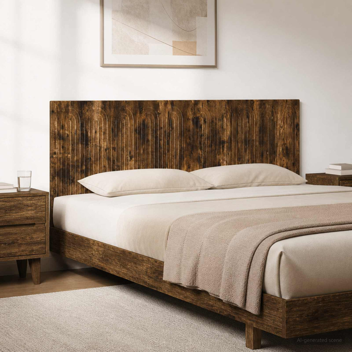 vidaXL Wall-Mounted Headboard ALKMAAR Smoked Oak Engineered Wood 1