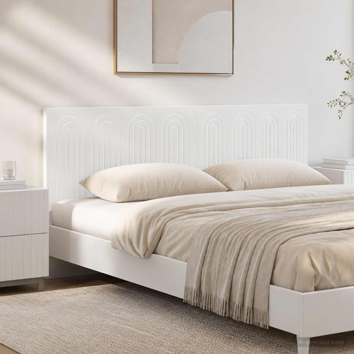 Wall-Mounted Headboard ALKMAAR Engineered Wood Width 180 cm High gloss white