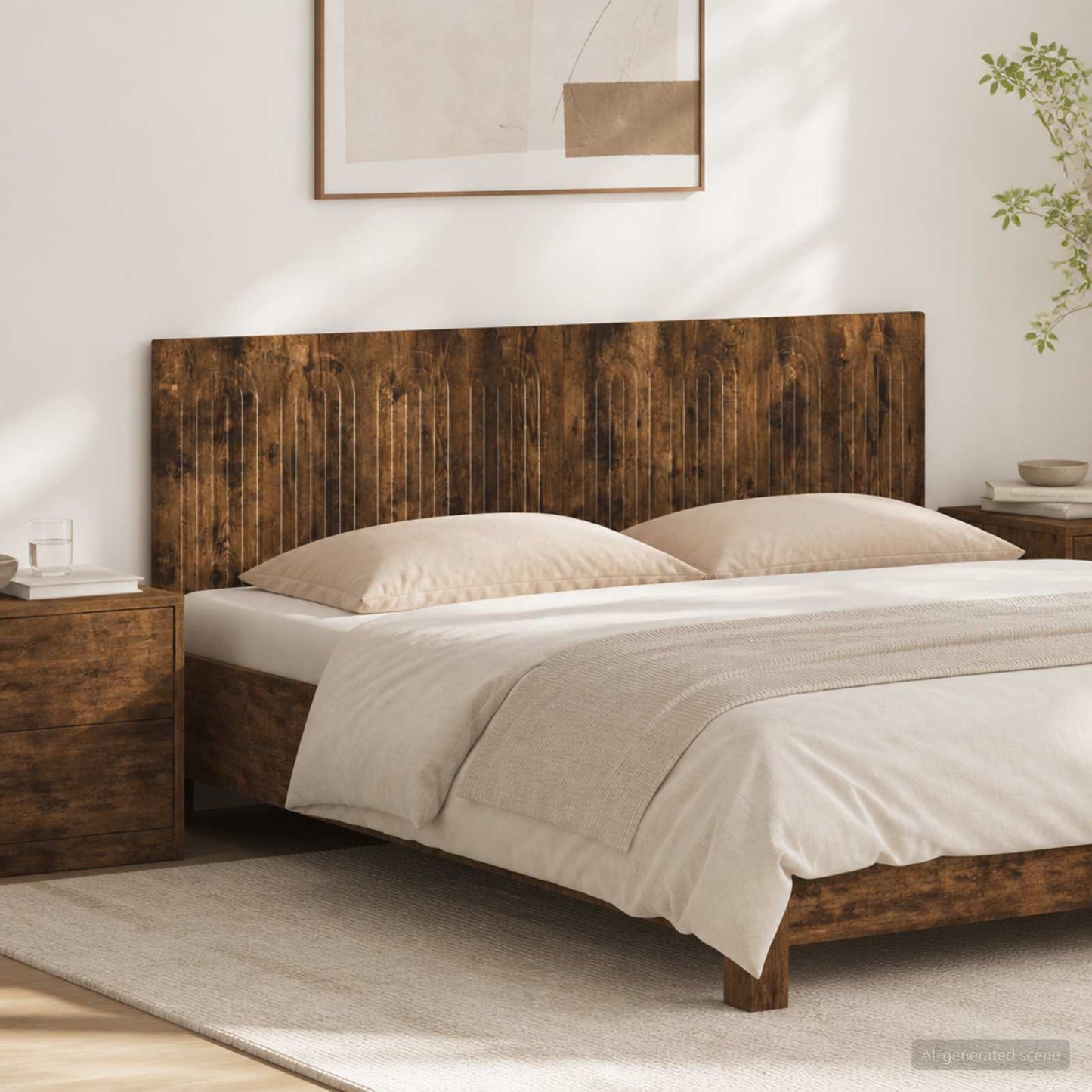 vidaXL Wall-Mounted Headboard ALKMAAR Smoked Oak Engineered Wood 1