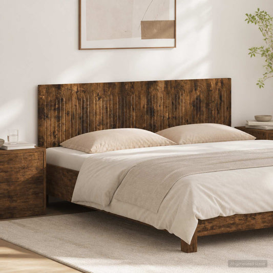 vidaXL Wall-Mounted Headboard ALKMAAR Smoked Oak Engineered Wood in a bedroom setting
