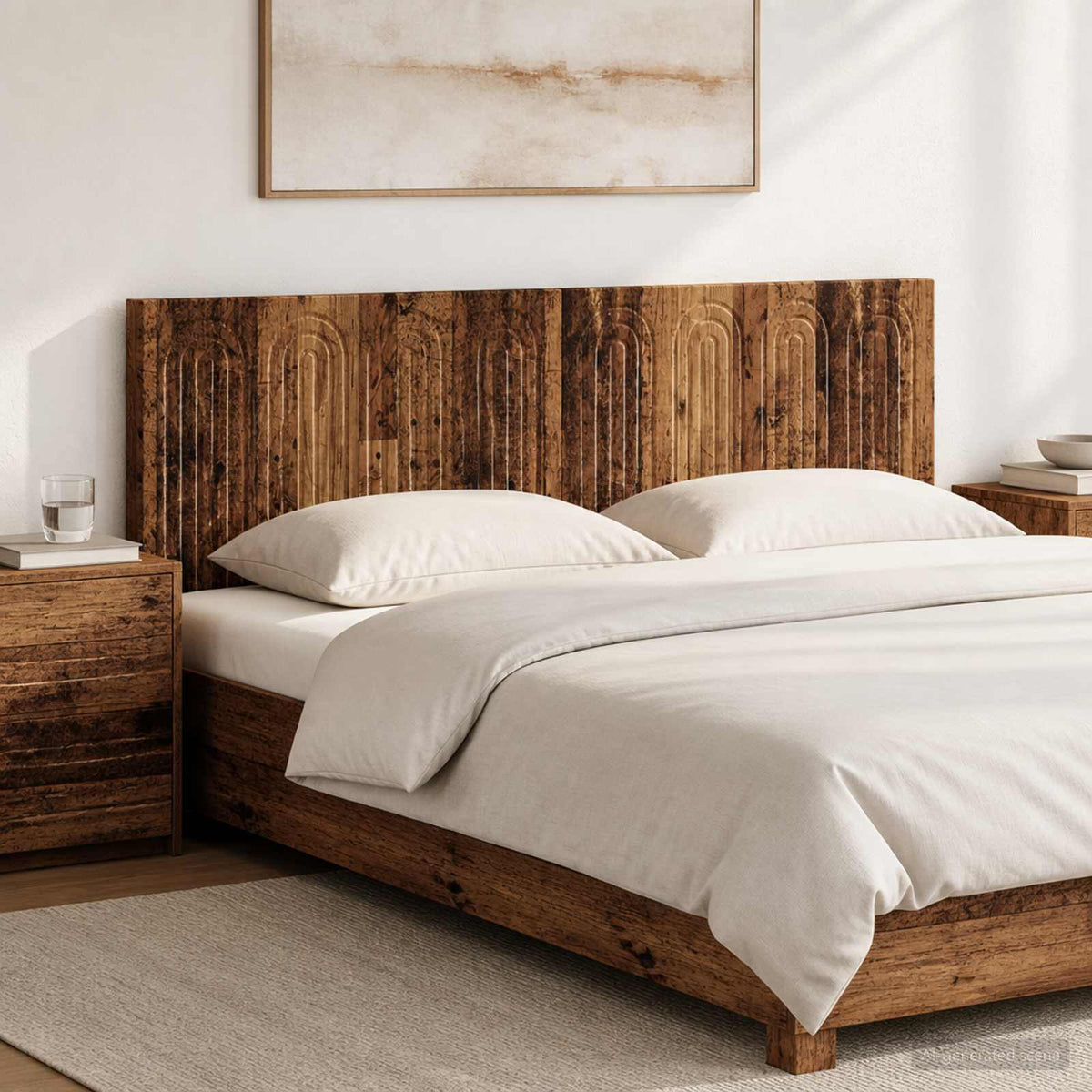 Wall-Mounted Headboard ALKMAAR Engineered Wood Width 180 cm Old wood
