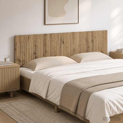 Wall-Mounted Headboard ALKMAAR Engineered Wood Width 180 cm Artisan oak