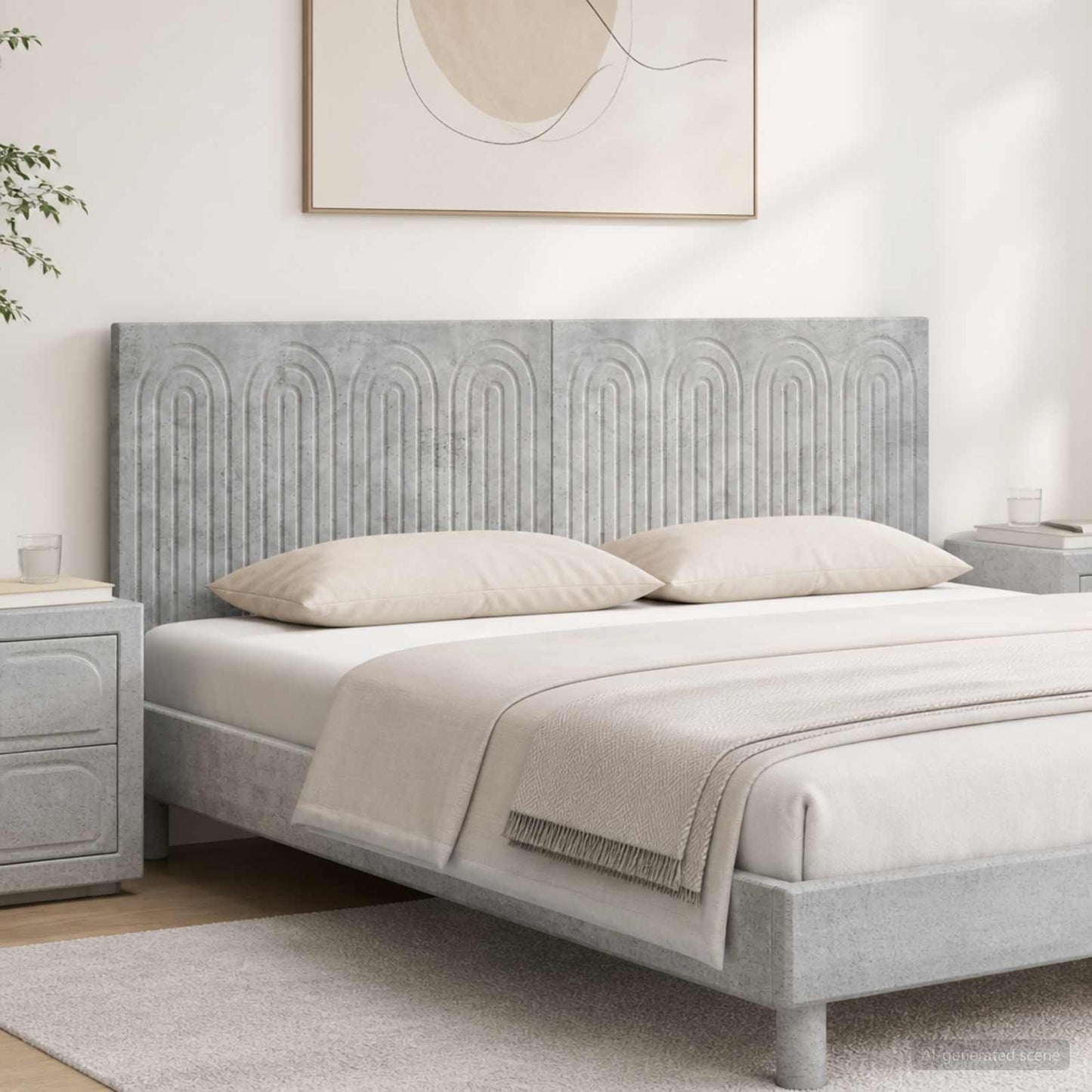vidaXL Wall-Mounted Headboard ALKMAAR Concrete Grey Engineered Wood 1
