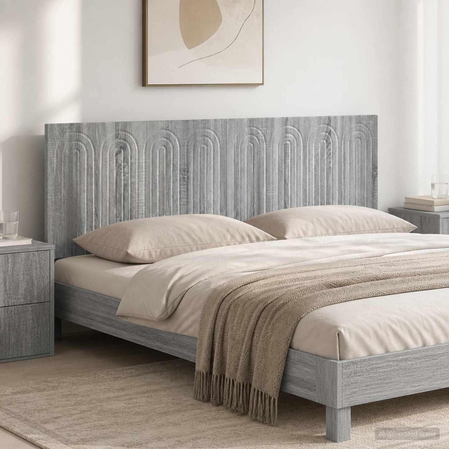 vidaXL Wall-Mounted Headboard ALKMAAR Grey Sonoma Engineered Wood 1