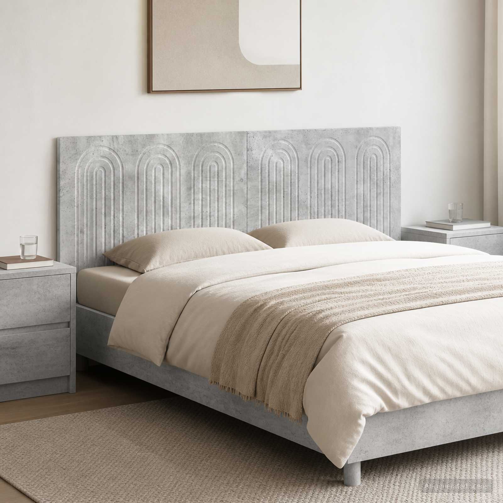 vidaXL Wall-Mounted Headboard ALKMAAR Concrete Grey Engineered Wood 1