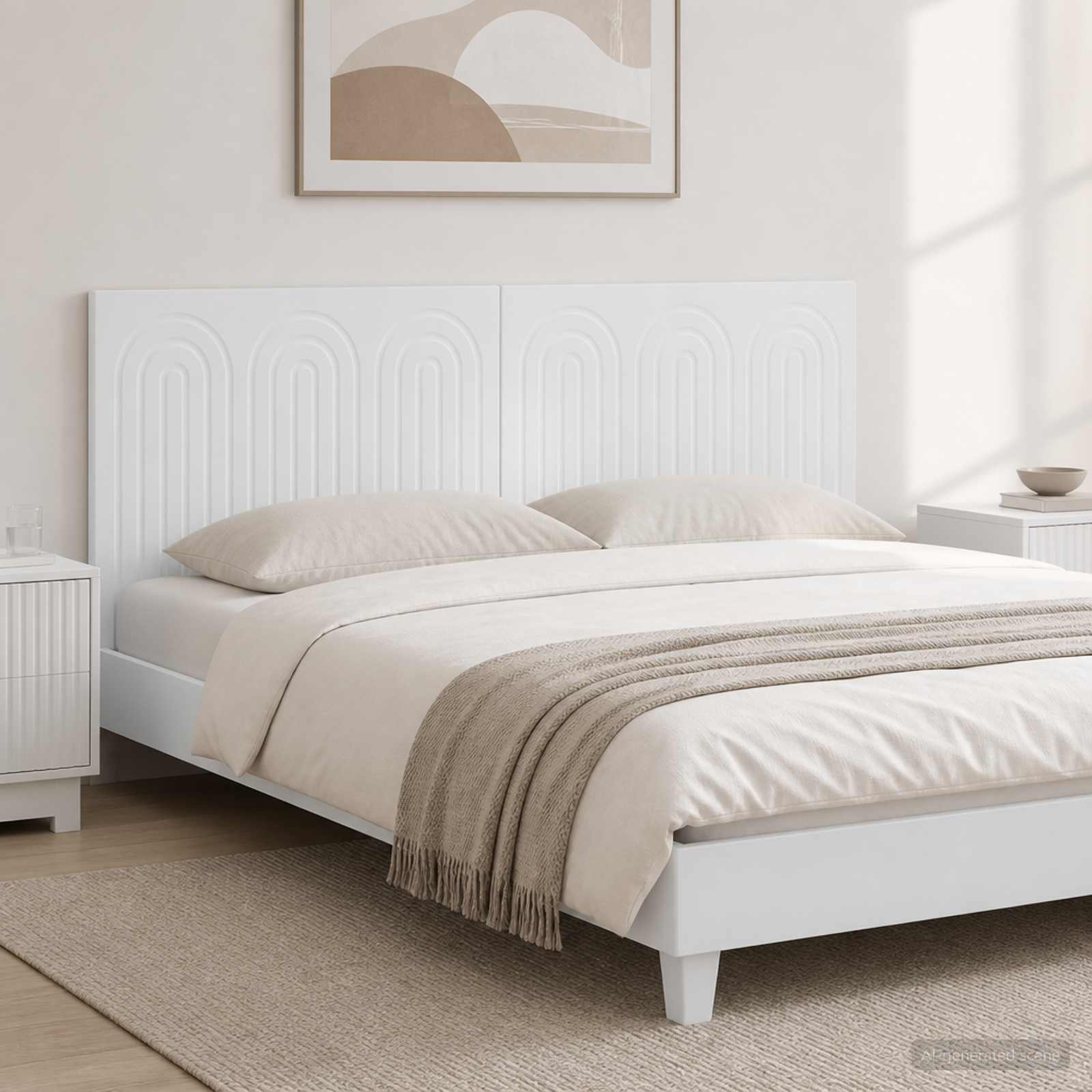 vidaXL Wall-Mounted Headboard ALKMAAR White Engineered Wood 1