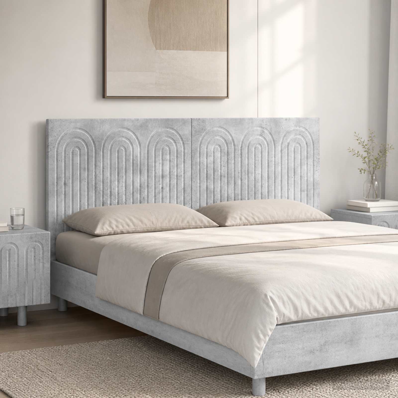 vidaXL Wall-Mounted Headboard ALKMAAR Concrete Grey Engineered Wood 1