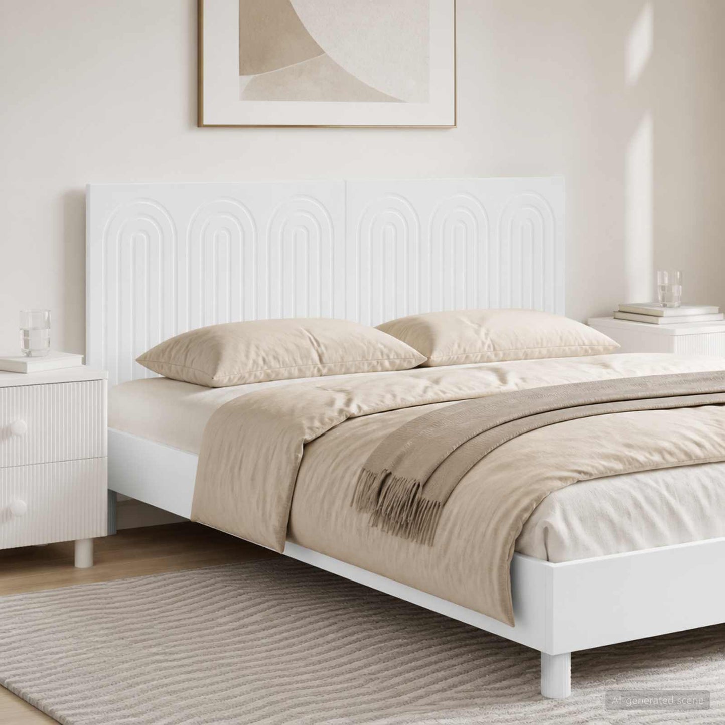 vidaXL Wall-Mounted Headboard ALKMAAR High Gloss White Engineered Wood 1