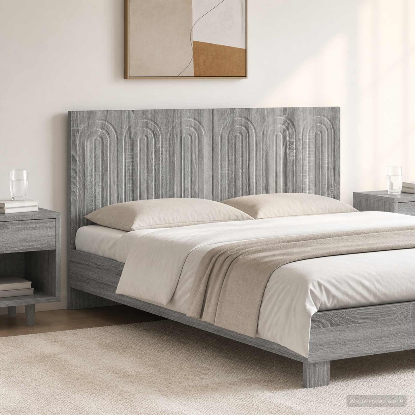 vidaXL Wall-Mounted Headboard ALKMAAR Grey Sonoma Engineered Wood 1