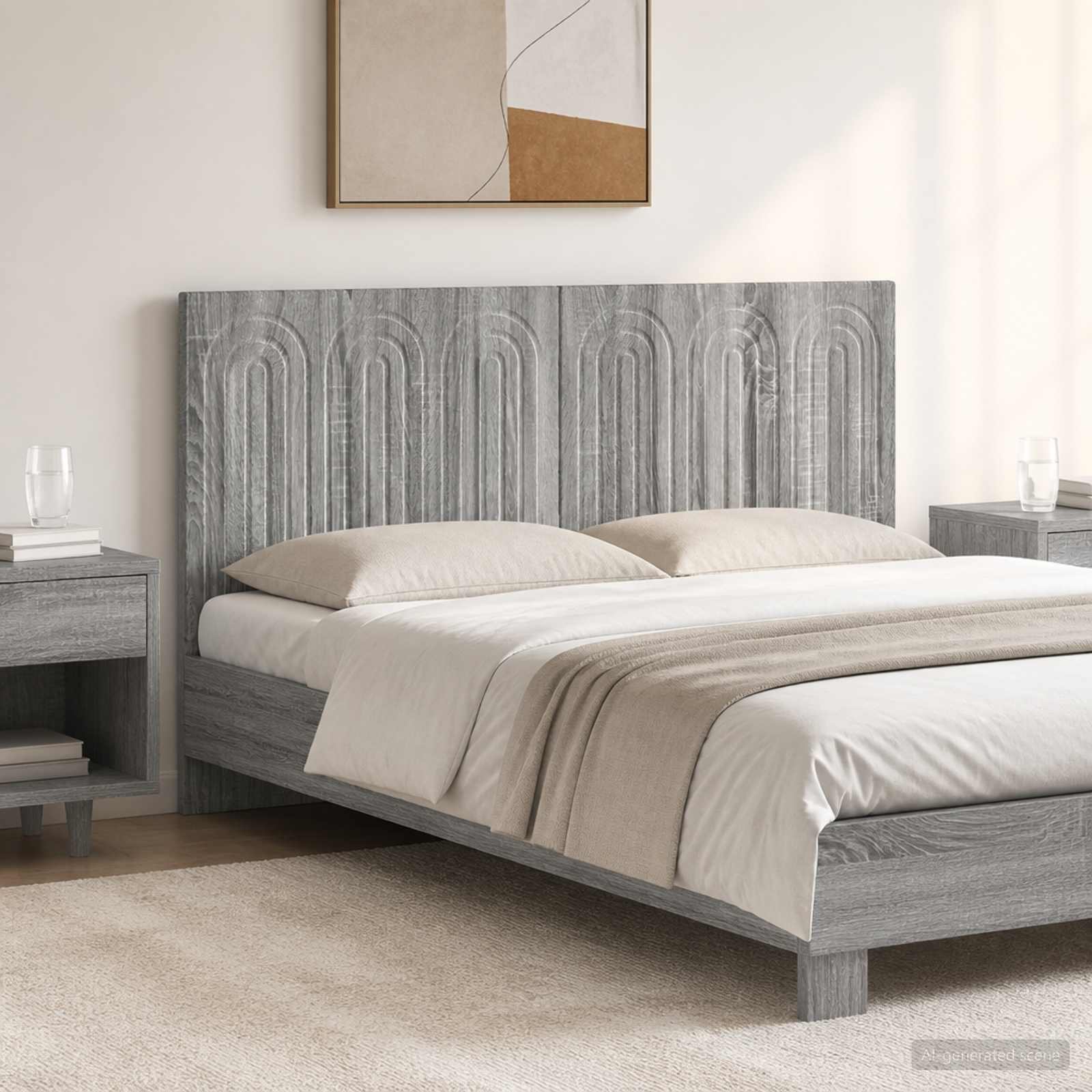 vidaXL Wall-Mounted Headboard ALKMAAR Grey Sonoma Engineered Wood 1