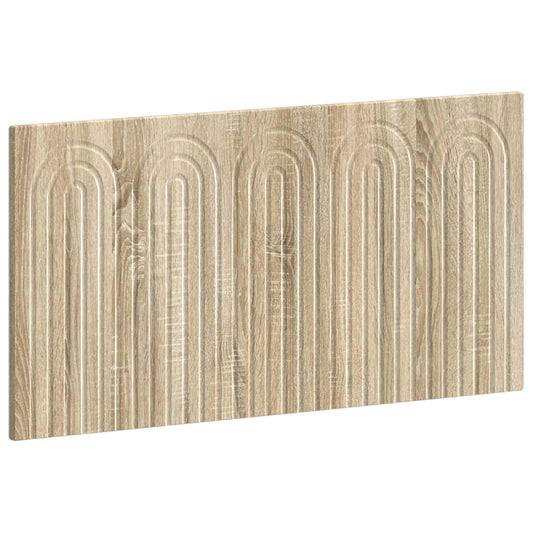 Sonoma oak effect engineered wood headboard with a carved arched pattern