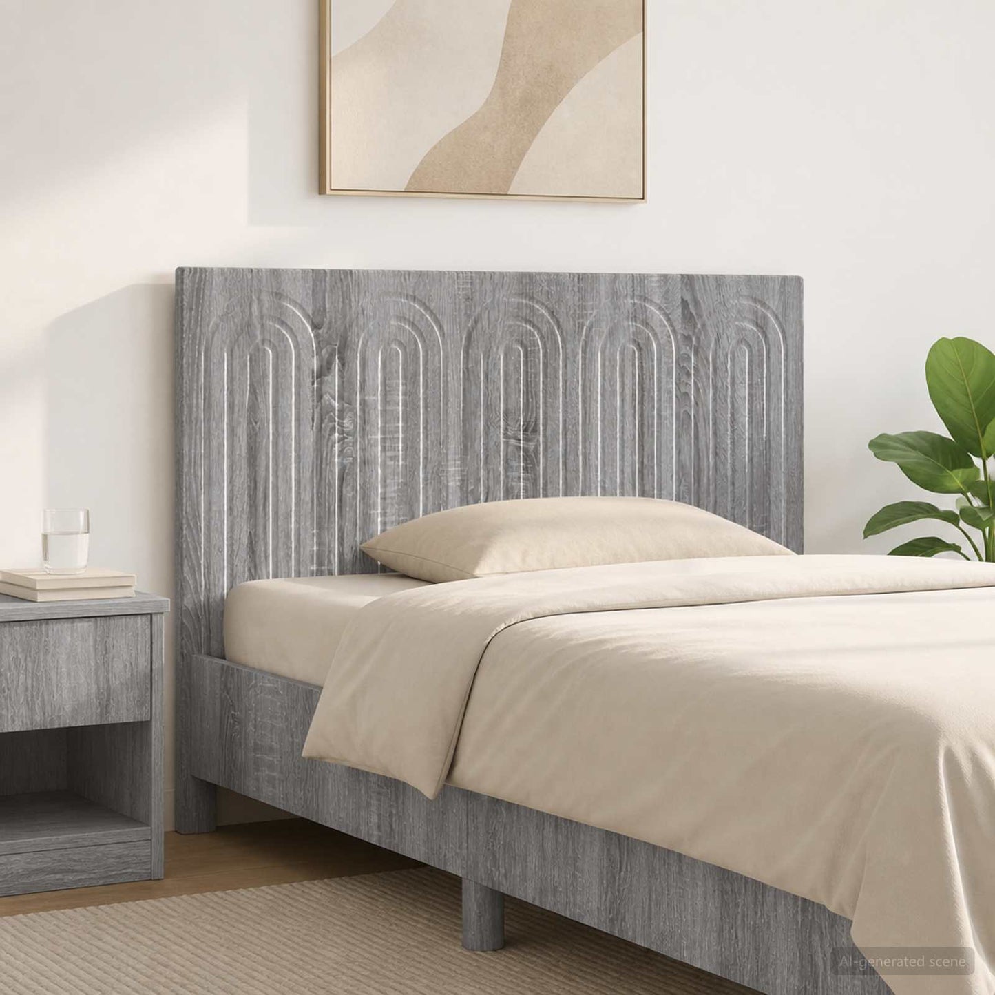vidaXL Wall-Mounted Headboard ALKMAAR Grey Sonoma Engineered Wood 1