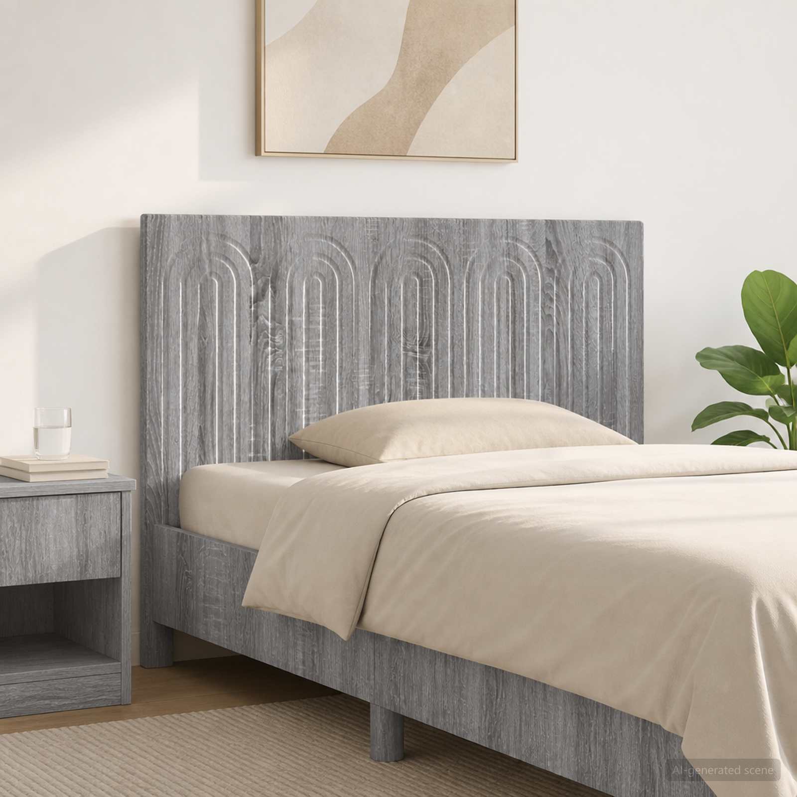 vidaXL Wall-Mounted Headboard ALKMAAR Grey Sonoma Engineered Wood 1