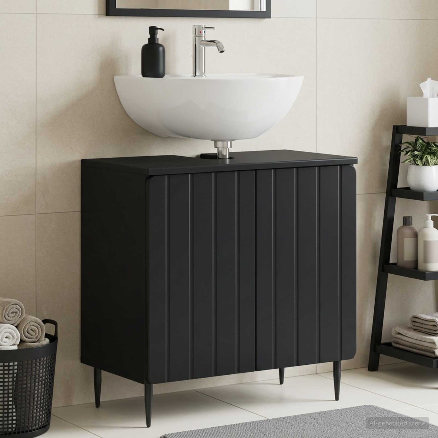 vidaXL Bathroom Sink Cabinet ZWOLLE Black 59.5 x 31.5x 59 cm 1