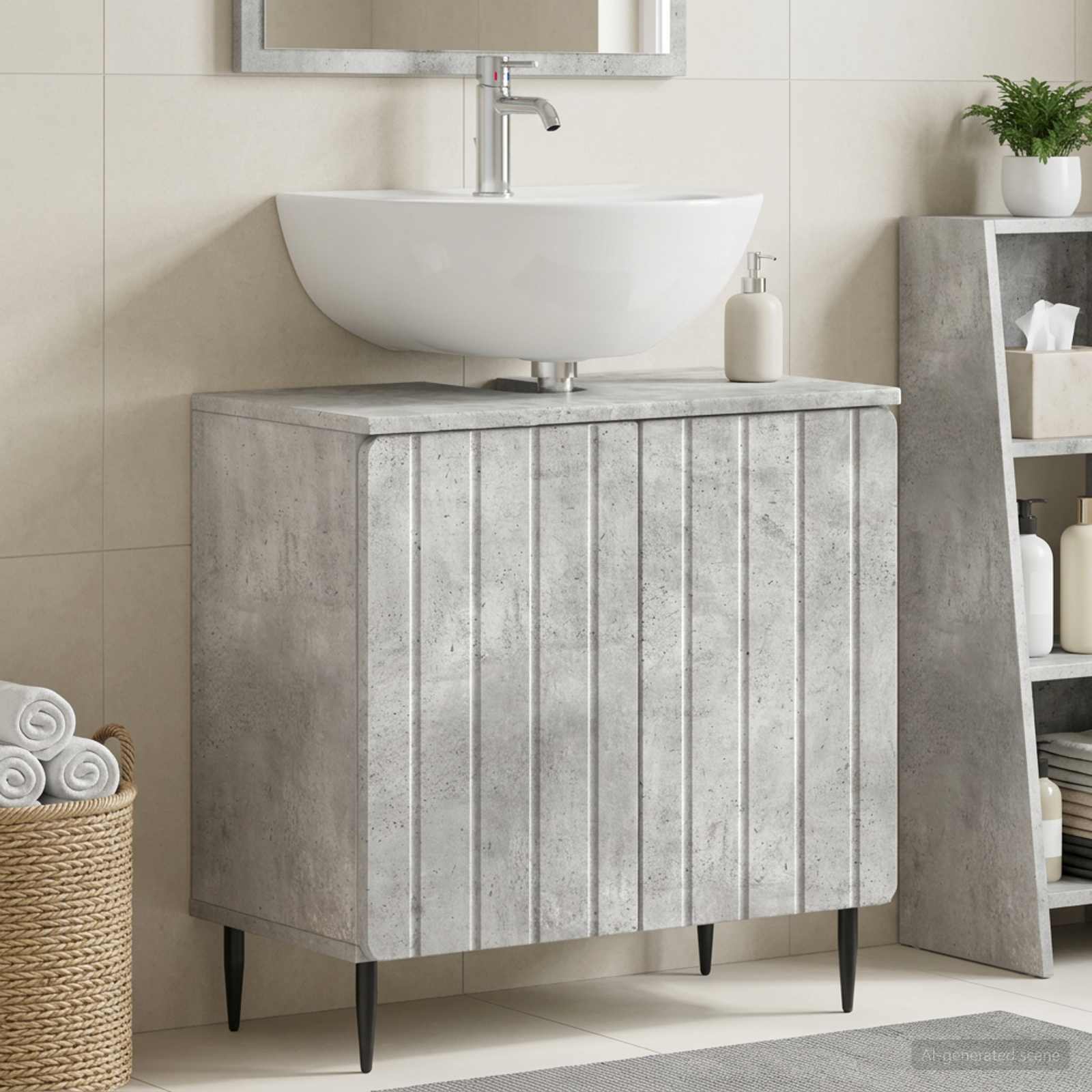 vidaXL Bathroom Sink Cabinet ZWOLLE Concrete Grey 59.5 x 31.5x 59 cm 1
