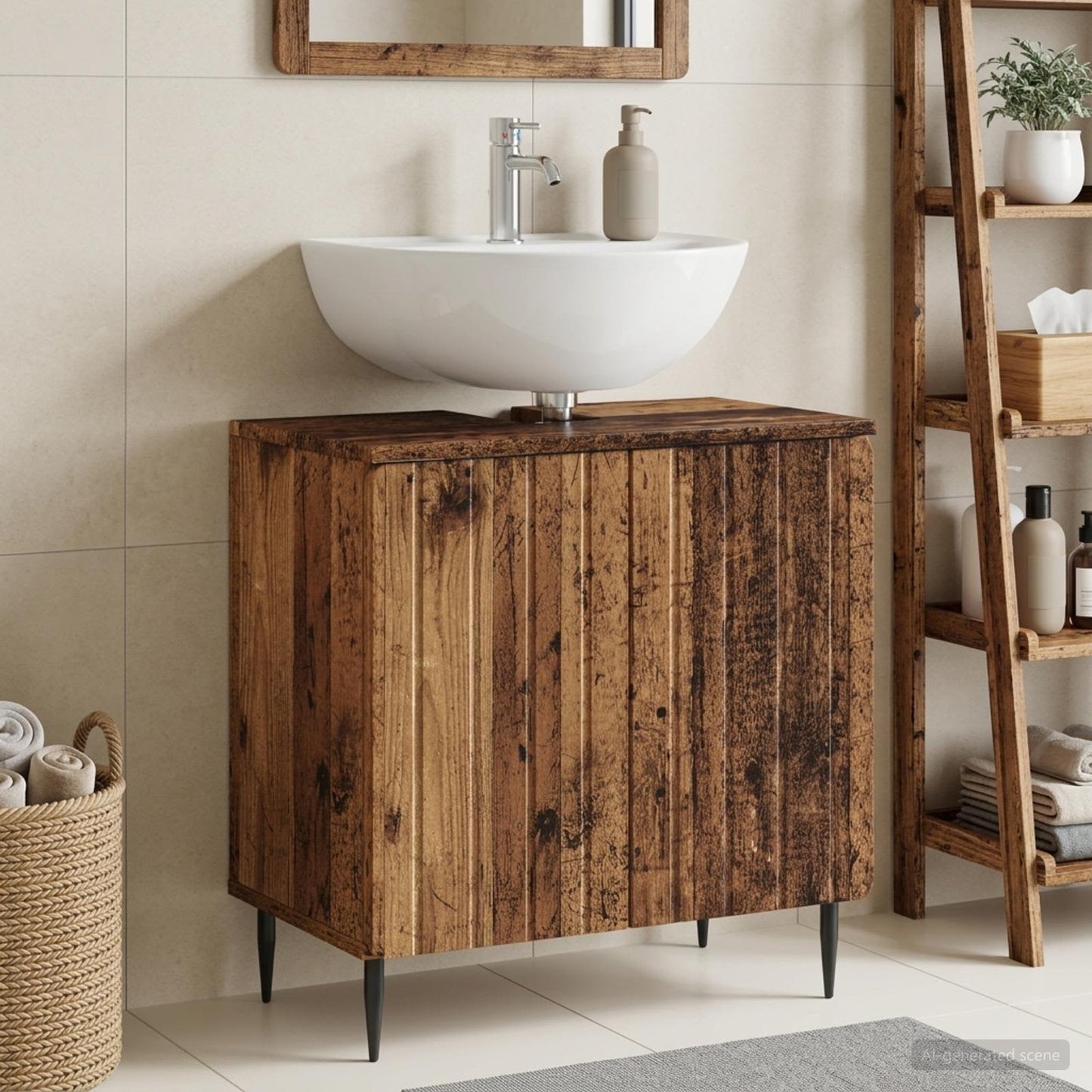vidaXL Bathroom Sink Cabinet ZWOLLE Old Wood 59.5 x 31.5x 59 cm 1