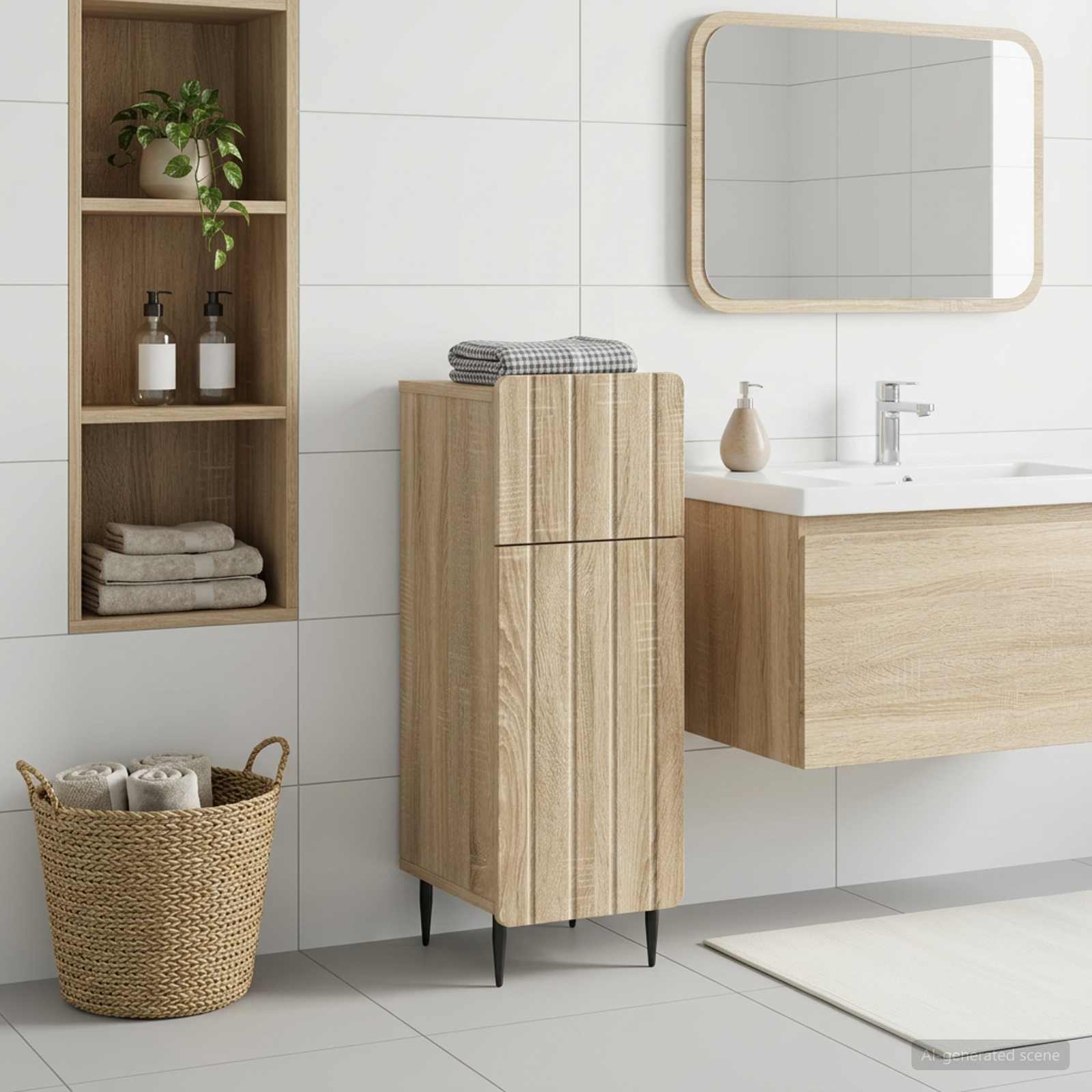 vidaXL Bathroom Storage Cainet ZWOLLE Sonoma Oak 30 x 31 x 79.5 cm 1