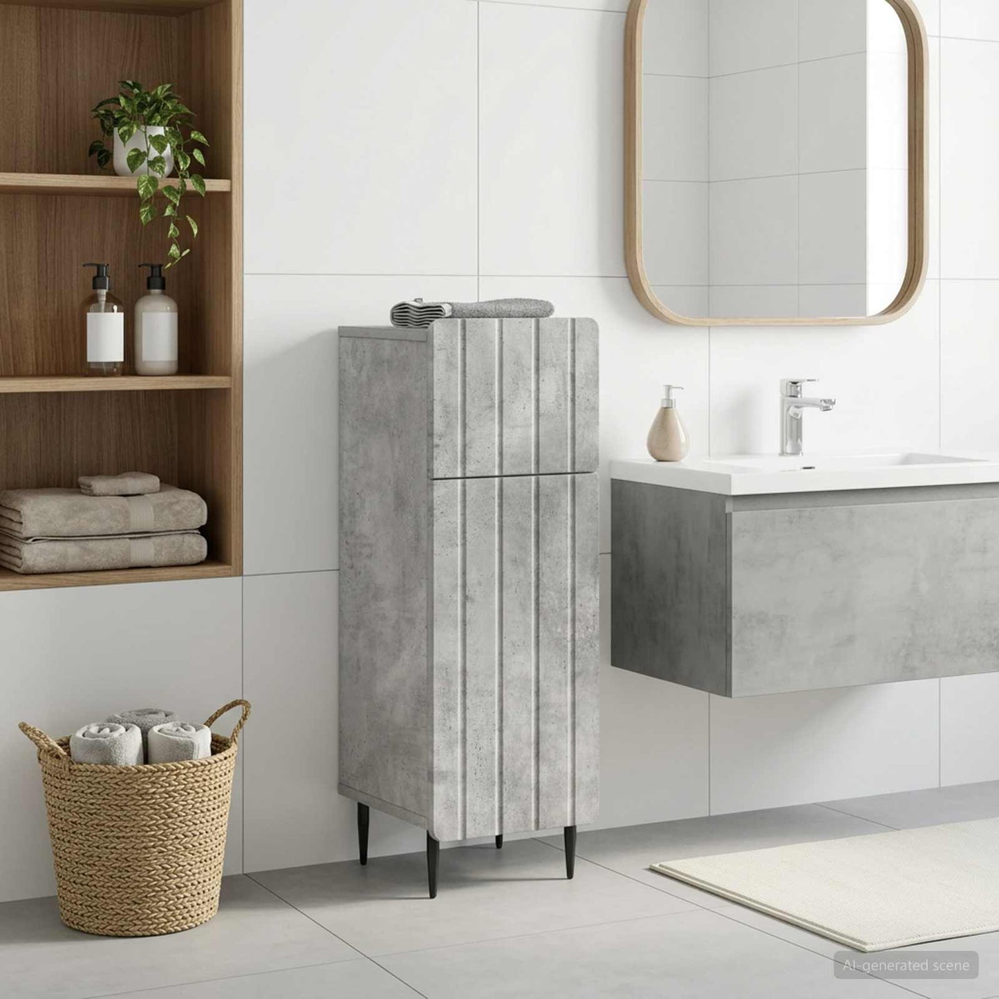 vidaXL Bathroom Storage Cainet ZWOLLE Concrete Grey 30 x 31 x 79.5 cm 1