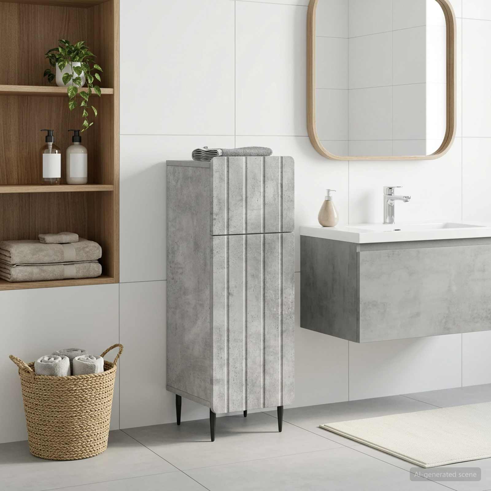 vidaXL Bathroom Storage Cainet ZWOLLE Concrete Grey 30 x 31 x 79.5 cm 1
