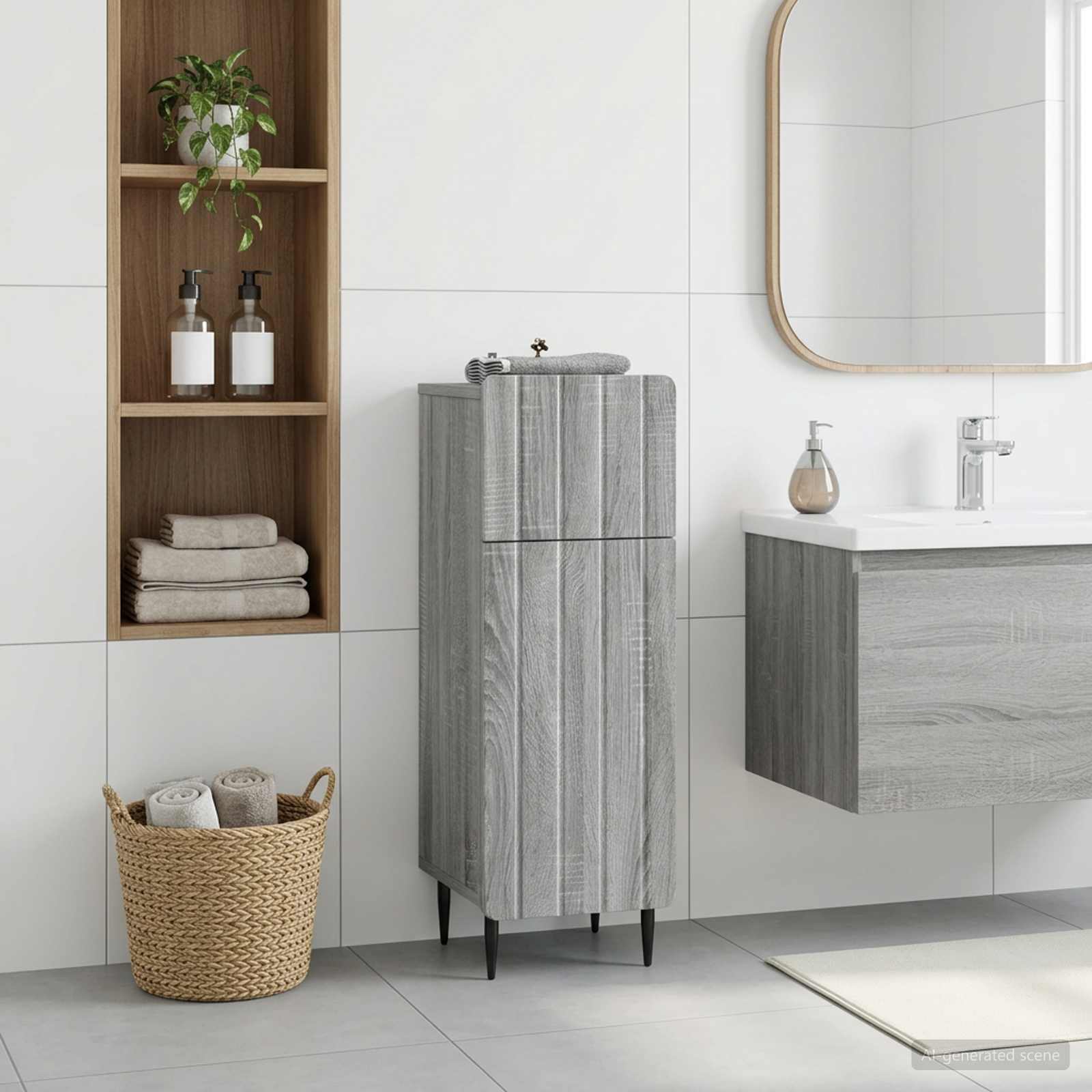 vidaXL Bathroom Storage Cainet ZWOLLE Grey Sonoma 30 x 31 x 79.5 cm 1