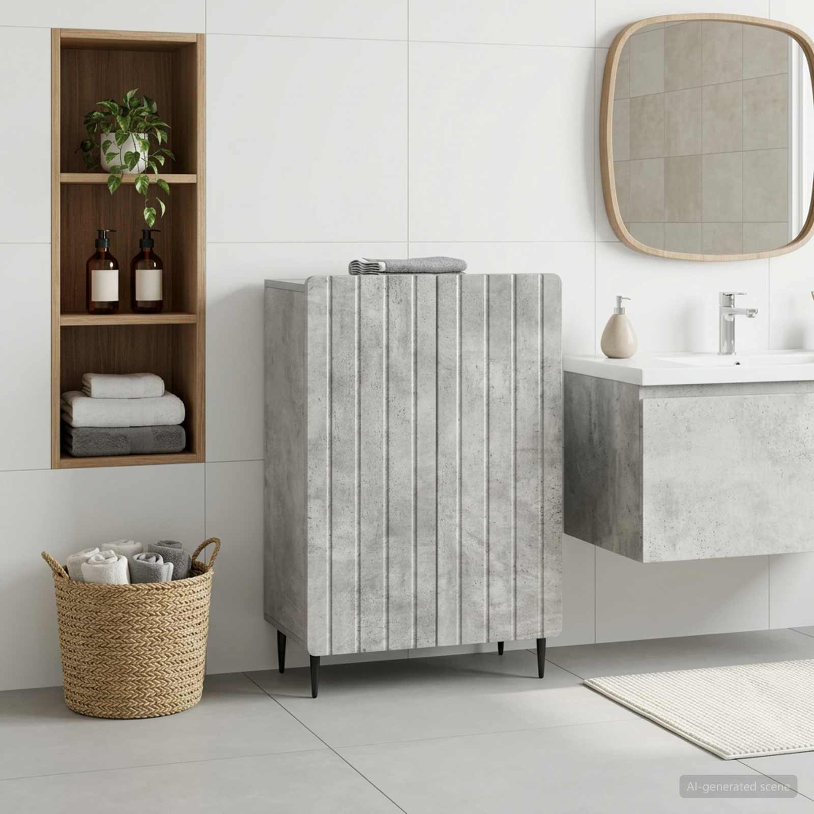 vidaXL Bathroom Storage Cainet ZWOLLE Concrete Grey 1