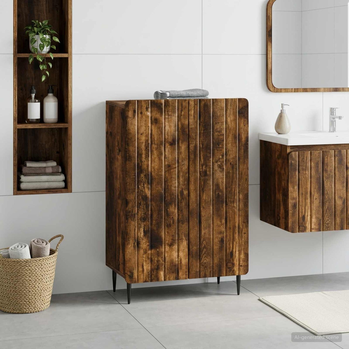 vidaXL Bathroom Storage Cainet ZWOLLE Smoked Oak 59.5 x 31 x 79.5 cm 1